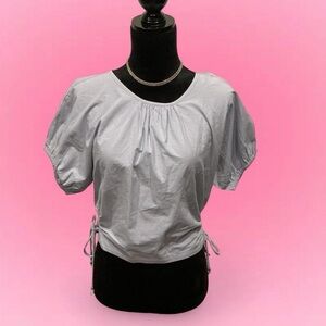 🩵Madewell Light Gray Puff Sleeve Blouse